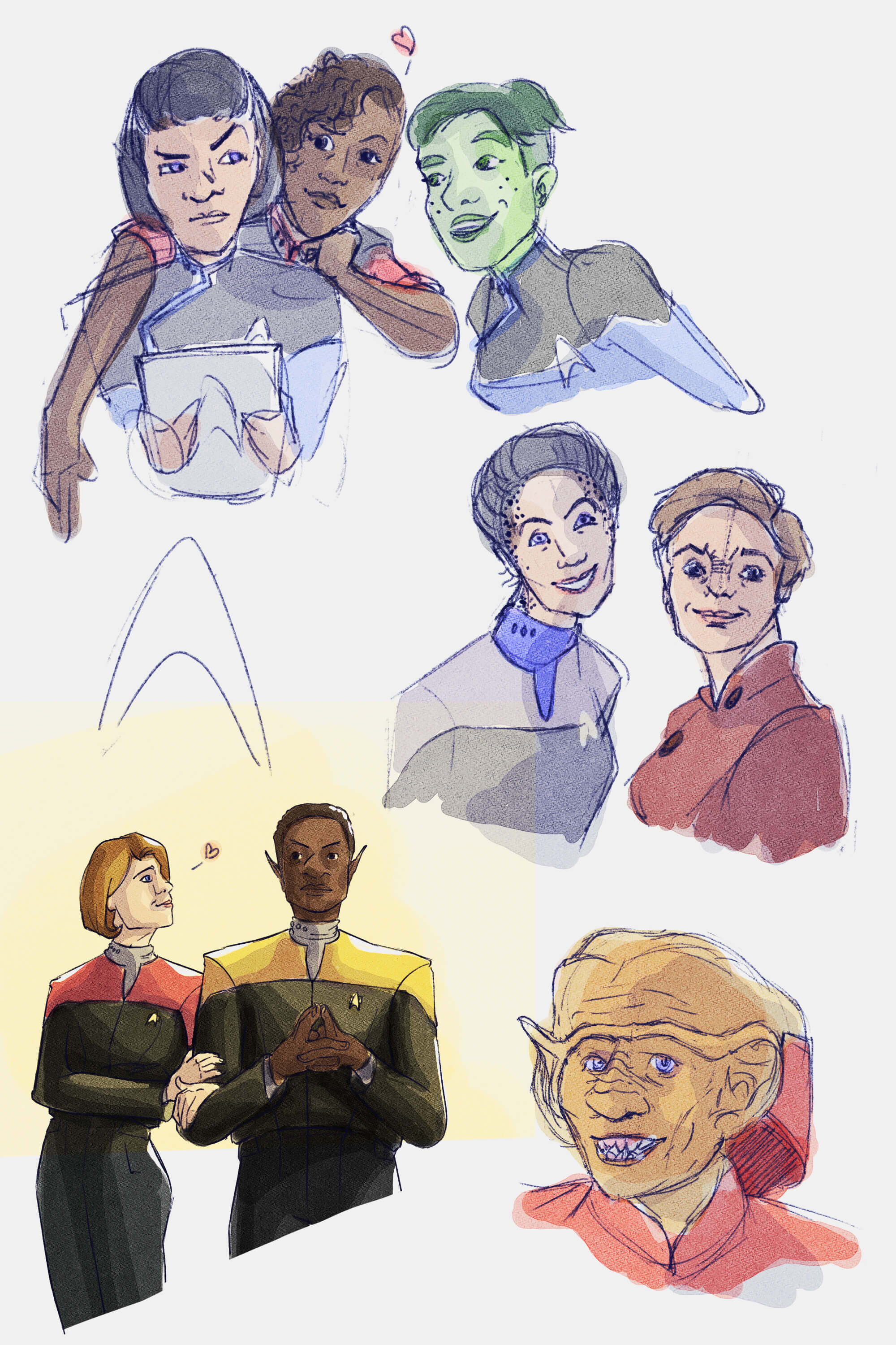 Some quick sketches of Star Trek characters, a returne to my cartoon roots.