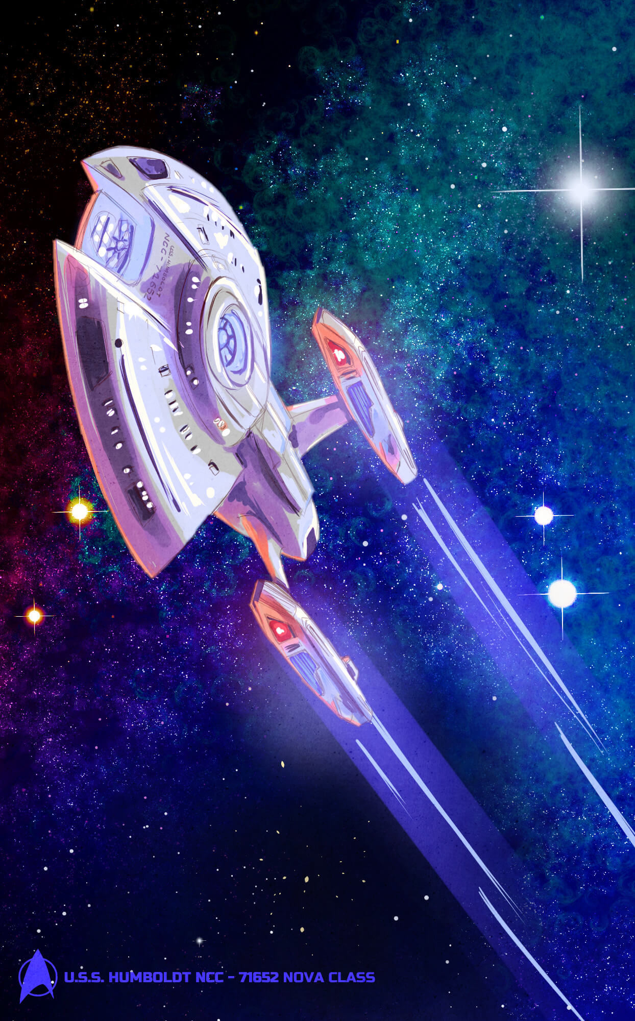 A digital painting of a Nova Class space ship (more Star Trek stuff lol)